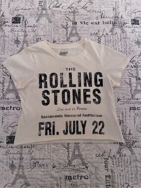 the Rolling Stones top - Cream with Black Print
